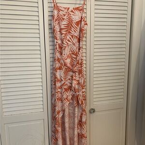 Tropical Orange and White Maxi Dress